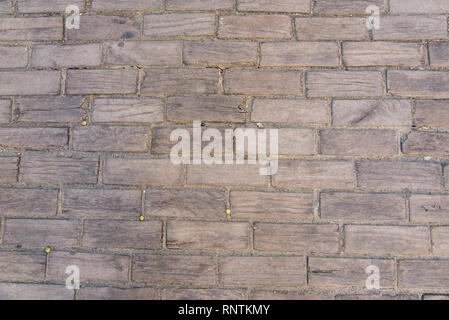 Wooden pavement blocks in a street of old colonial Havana, Cuba Stock Photo