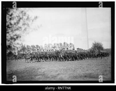 CAVALRY REVIEW BY PRESIDENT WILSON. CAVALRY IN MANEUVERS Stock Photo