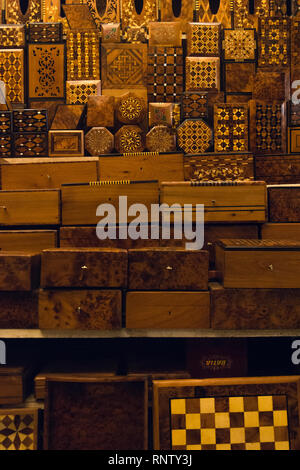 Variety of handmade wood box Stock Photo