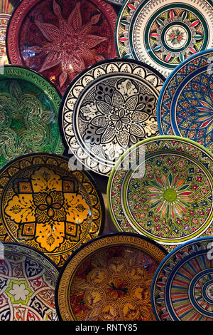 Set of ethnic dishes. Wall dish background Stock Photo