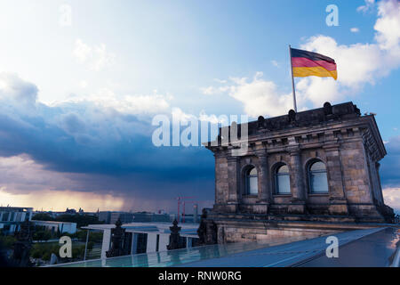 Panoramic view of Reichstag dome Bundestag Berlin Germany. Modern Futuristic Building Stock Photo