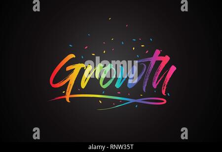 Growth Handwritten Word Font with Vibrant Violet Purple Stars and ...
