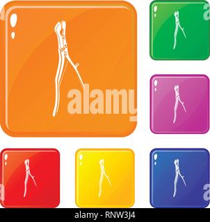 Surgical pliers icons set vector color Stock Vector