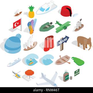 Trial icons set, isometric style Stock Vector