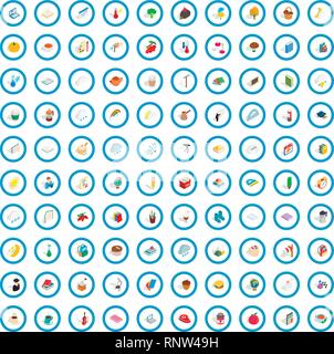 100 autumn icons set, isometric 3d style Stock Vector