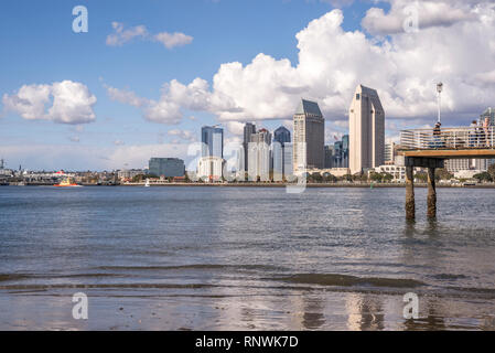 San Diego Skyline and San Diego Harbor. View is from Coronado, California, USA. Stock Photo