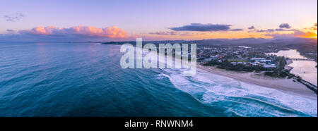 Beautiful sunset over Gold Coast coastline. Gold Coast, Queensland, Australia Stock Photo
