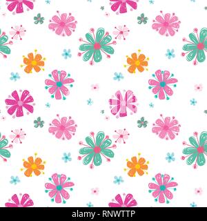 Vector colorful painterly floral seamless pattern Stock Vector