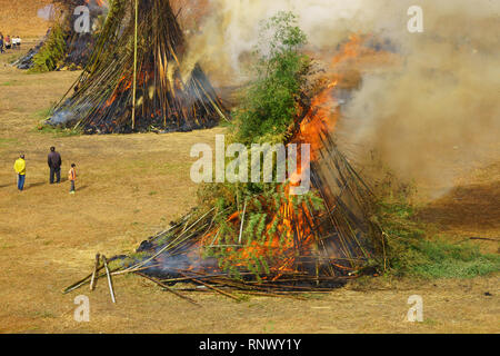 Dondo-Yaki, traditional event in Japan Stock Photo