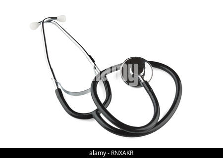 Close up photo of stethoscope. Isolated on white background. Stock Photo