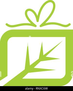 Green box and leaf save logo design inspiration Stock Vector Image ...