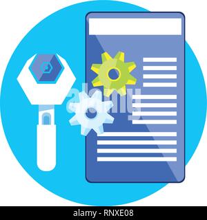 document with wrench setup vector illustration design Stock Vector
