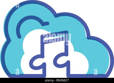 cloud computing with note music vector illustration design Stock Vector
