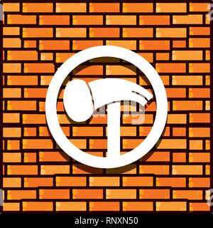 brick wall with hammer isolated icon vector illustration design Stock Vector