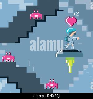 classic video game scene with warrior vector illustration design Stock Vector