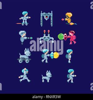 classic video game set icons vector illustration design Stock Vector