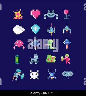 classic video game set icons vector illustration design Stock Vector