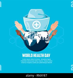 world health day card with planet earth vector illustration design Stock Vector