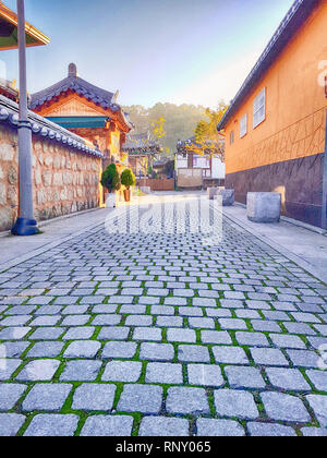Street of Jeonju Hanok Village Traditional Korean Town, Jeonju, Jeollabukdo, South Korea, Asia Stock Photo