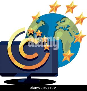 computer world copyright protection of intellectual vector illustration Stock Vector