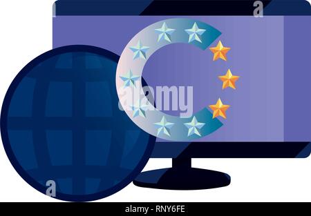 computer world copyright protection of intellectual vector illustration Stock Vector