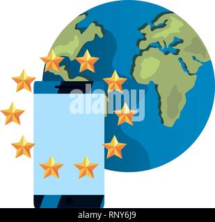 world smartphone copyright protection vector illustration Stock Vector