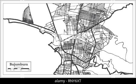 Bujumbura Burundi City Map in Retro Style. Outline Map. Vector Illustration. Stock Vector