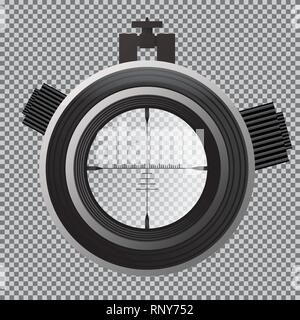 Military Sniper Scope Crosshairs. Optical Sight on Transparent Grid. Vector Illustration. Stock Vector