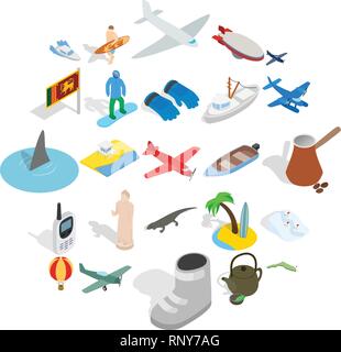 Life experience icons set, isometric style Stock Vector