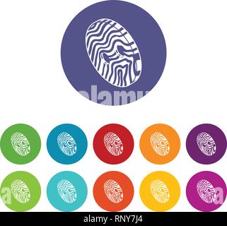 Abstract linear clothes button icons set vector color Stock Vector