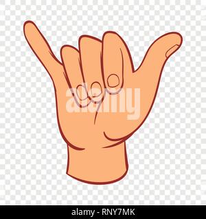 Hang loose hand gesture icon, cartoon style Stock Vector