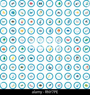 100 aviation icons set, isometric 3d style Stock Vector