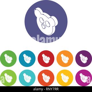 Mouse form button clothes icons set vector color Stock Vector