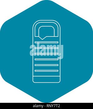 Tourist sleeping bag icon, outline style Stock Vector