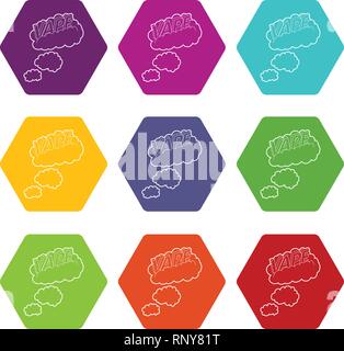Vape clouds icons set 9 vector Stock Vector