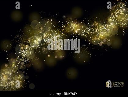 Way of gold dust. Wave of sparkling particles. Stock Vector