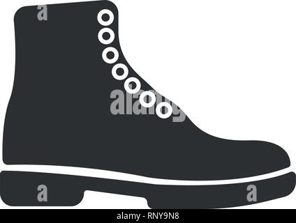 Simple black vector boots icon. Concept tourism, store, shop. Hiking boot icon, vector illustration design. Winter boots flat square icon. Boots icon Stock Vector