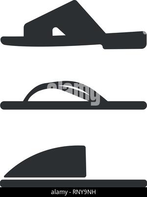 Slippers icon set. Simple set of slippers icons for web design isolated on white background. Vector fashion casual sandals Casual Sandals Vector Stock Vector