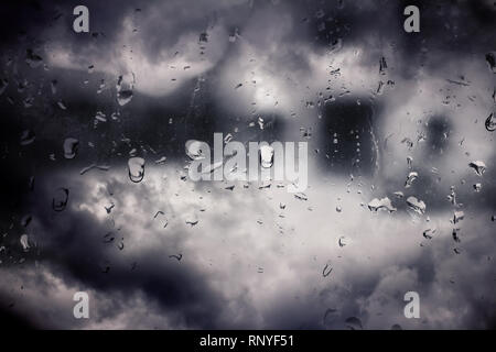 Drops of rain on glass , rain drops on clear window Stock Photo