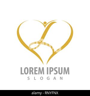 Luxury heart silhouette initial letter L logo concept design. Symbol graphic template element Stock Vector