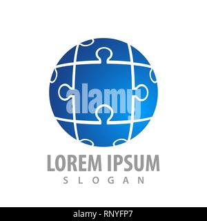 Sphere puzzle logo concept design. Symbol graphic template element Stock Vector