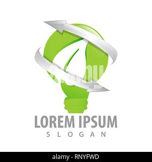Leaf arrow bulb logo concept design. Symbol graphic template element Stock Vector