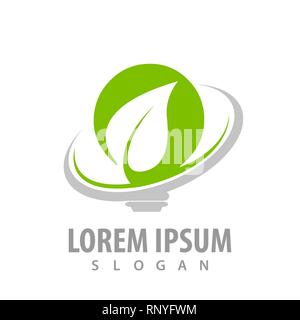 Green leaf arrow bulb logo concept design. Symbol graphic template element Stock Vector