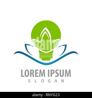 Bulb lotus logo concept design. Symbol graphic template element Stock Vector