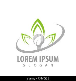 Bulb leaf lotus logo concept design. Symbol graphic template element Stock Vector