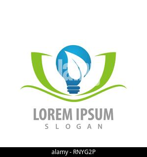 Bulb leaf lotus flower logo concept design. Symbol graphic template element Stock Vector