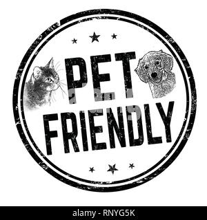 Pet friendly sign or stamp on white background, vector illustration Stock Vector