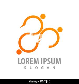 Curve line people logo concept design. Symbol graphic template element Stock Vector