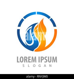 Circle water and fire logo concept design. Symbol graphic template element Stock Vector