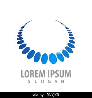 Blue pearl necklace logo concept design. Symbol graphic template element Stock Vector